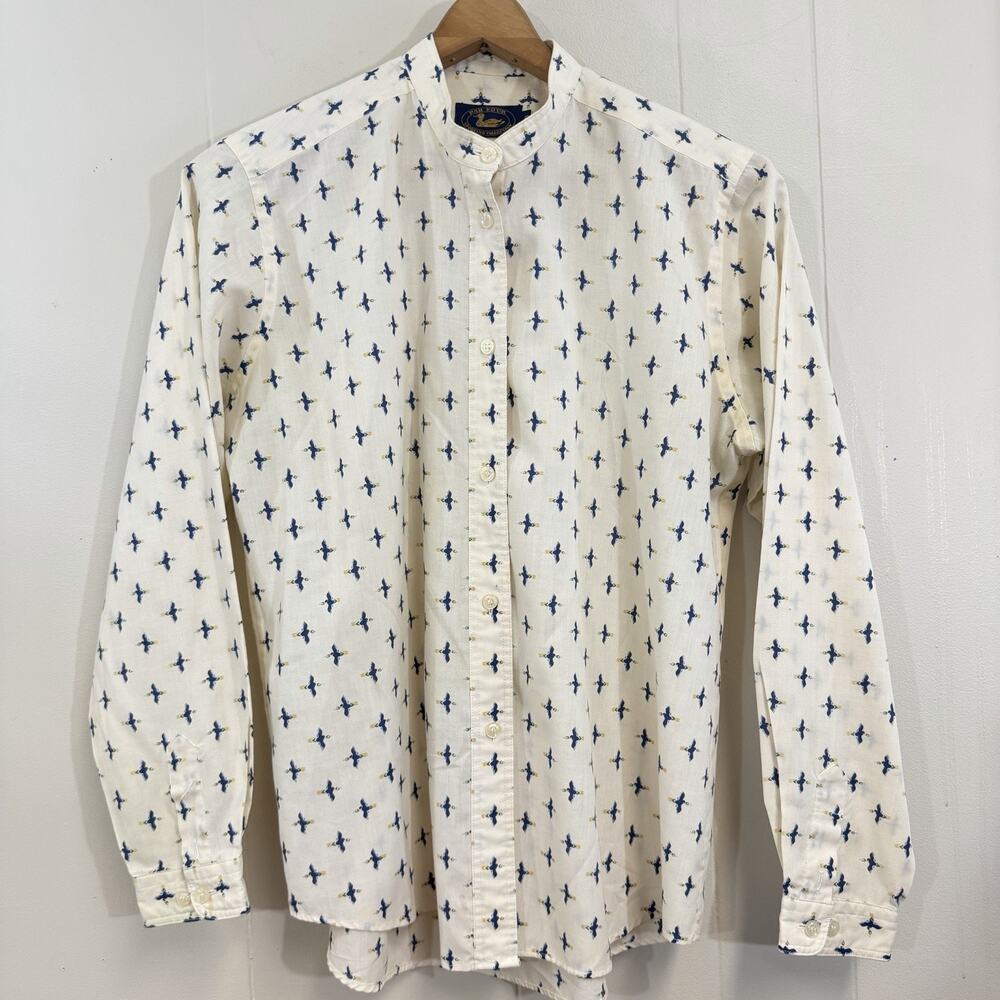 Vintage Par Four Mallard Duck Print Womens Long Sleeve Button Up Shirt Size 10